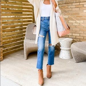 Ultra high rise ankle straight jeans